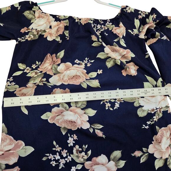 Acesnug floral off the shoulder dress women's size XL cute sleeves - Picture 8 of 8